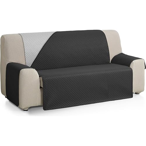 ECOMMERC3 | Reversible Sofa Cover for 2 Seater Sofa - Extra Soft Touch and Maximum Coupling Sofa Cover - Grey/Black