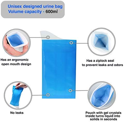 NuLaVie Disposable Urine Bags for Men and Women - Leakproof Travel Emergency Pee Bag 4-Pack with Sani Wipes - Portable Urinal Bags for Traffic Jam, Car, Camping - Emergency Toilet Bags for Children 2 NuLaVie Disposable Urine Bags for Men and Women - Leakproof Travel Emergency Pee Bag 4-Pack with Sani Wipes - Portable Urinal Bags for Traffic Jam, Car, Camping - Emergency Toilet Bags for Children