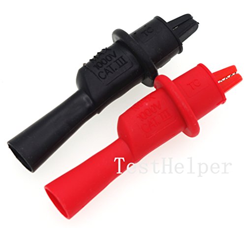 TestHelper AC15 Insulated Test Probe Push On Alligator Clips Crocodile Clamps for Test Leads