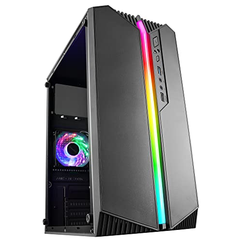 Mars Gaming MC-S1, Ultra-Compact Micro-ATX PC Case, ARGB Front Lighting 12 Modes, FRGB Fan, Full Side Window Gaming Case, Supports Liquid Coolers up to 120mm, Black
