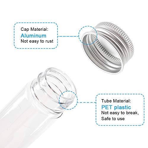 DEPEPE 18pcs 115ml Clear Flat Plastic Test Tubes with Screw Caps, 30 x 180mm, with 3 Funnels, 1 Brush, Large Test Tubes for Halloween Science Party, Christmas Candy Bath Salt Storage Containers