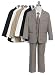 5-Piece Boys Formal Suit Shirt & Vest, Charcoal, Black, White, Navy-Sizes 1-20