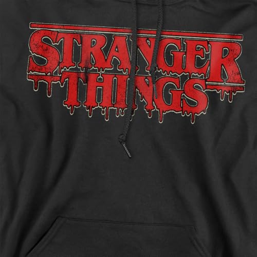 Stranger Things Stranger Things Retro Drippy Logo Unisex Hoodie, Black Hooded Sweatshirt Unisex Adult