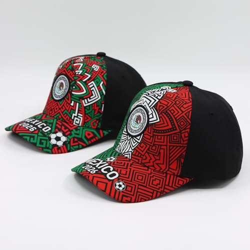 Set 2 Gorras México 2026 Diseño Original con Patrón Azteca Deportivo para Entrenamiento o Gym, Cachucha unisex con Escudo Mexicano para Aficionados al Fútbol, Gorra de Béisbol para Hombre y Mujer