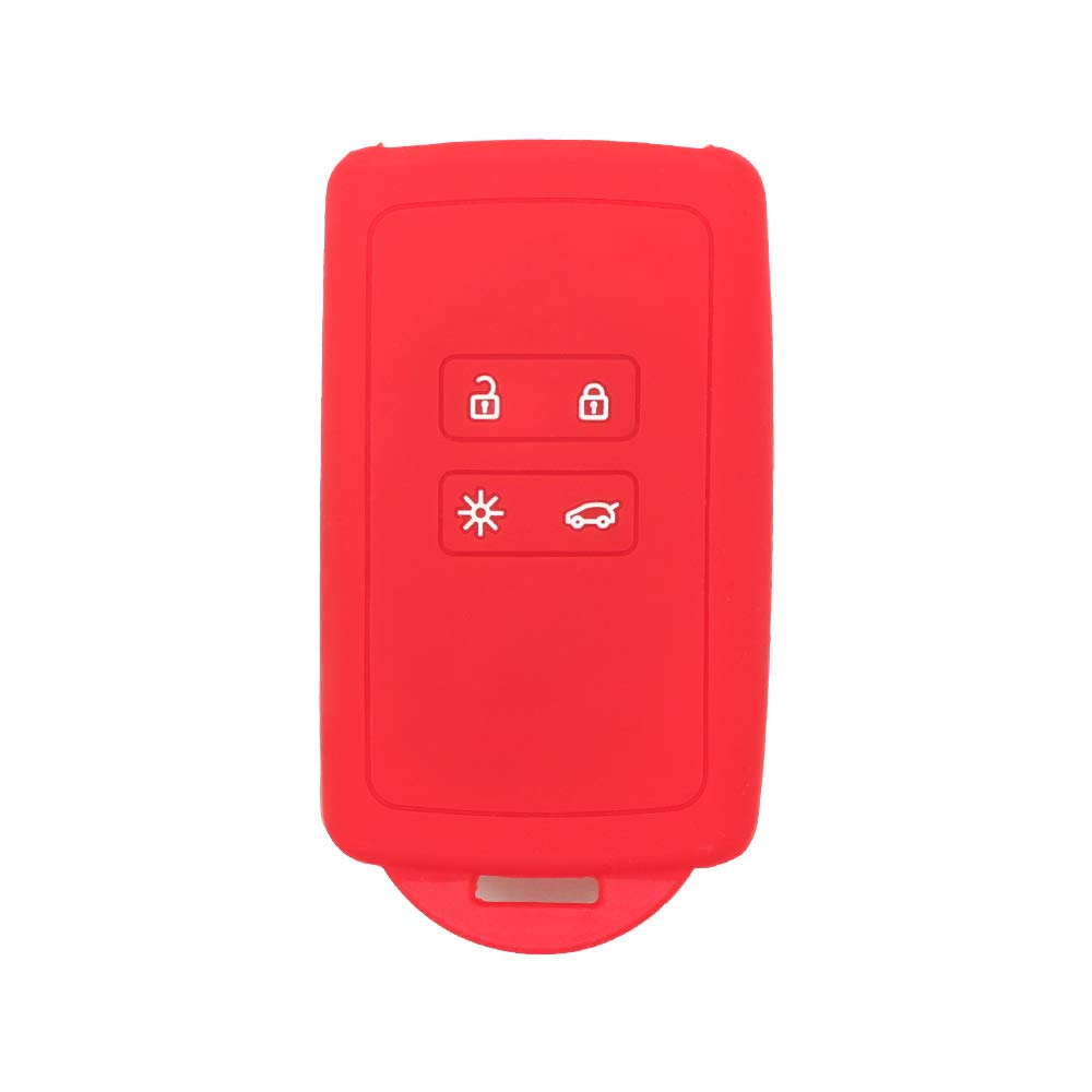 BROVACS Silicone Cover Protector Case Holder Skin Jacket Compatible with RENAULT 4 Button Smart Remote Key Fob CV2352 Red
