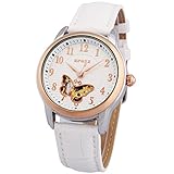 EPOZZ S80031JL Women's Luxury Butterfly Automatic Mechanical Watch Genuine Leather Band (White)