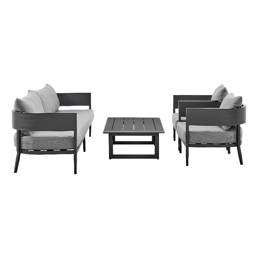Photo 1 of Armen Living Menorca Aluminum Outdoor Sofa in Dark Gray - SOFA ONLY