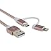 CableCreation 0.8 Feet 2-in-1 Short Lightning and Micro USB to USB Data Sync Charge Cable, [MFi Certified] Compatible with iPhone X/8/8 Plus/7/7 Plus, iPad, Samsung, LG, HTC,Nexus, Rose Gold/0.25 M