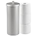 mDesign Toilet Paper Roll Holder, Bowl Brush, Wastebasket Trash Can for Bathroom - Set of 3, Gray