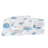 Ocean Inspired Coastal Seashell Sheet Set, includes Flat and Fitted Sheets and Pillow Shams, Twin