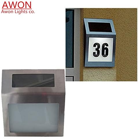 Awon AW161107 Outdoor Solar Powered LED Illuminated House Door Number Light Wall Plaque Modern Street Road Lamp