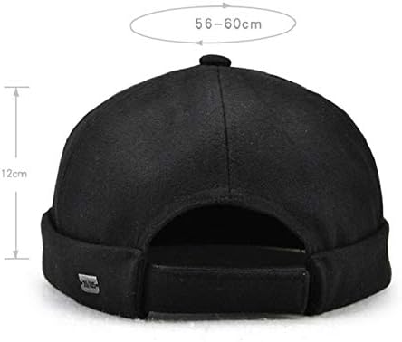 Faway Hat Men Solid French Brimless Hat Flanging Skullcap Sailor Cap Rolled Cuff Retro Bucket Cap