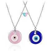 Caiyao Evil Eye Pendant Necklace Glass Leather Rope Chain Turkish Protect Lucky Necklace for Women Men
