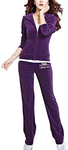 Amazon Co Jp ベロア レディース ジャージ 上下 セットアップ パーカー スウェット パープル M 服 ファッション小物