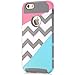 iPhone 5 Case,iPhone 5S Case,LUOLNH [2in1] Heavy Duty Hybrid Hard Case for Apple Iphone 5/5s ,Blue Mint Teal and Coral Pink Split Chevron Design Cover (Gray)