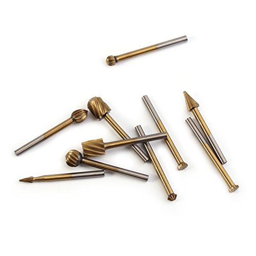 20pcs 1/8inch Shank HSS Titanium Coating Rotary Burr Routing Bit Set Milling File Cutter Woodworking Carving Tools