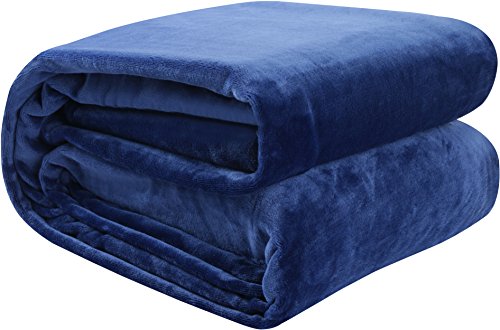 Flannel Fleece Blanket Navy Blue (Twin) Lightweight Cozy Couch/Bed Blanket  Plush Microfiber - Solid Color - Utopia Bedding