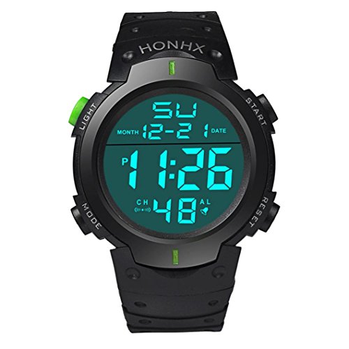 Men Digital Wrist Watch,Napoo Clearance Boy Fashion Waterproof LCD Stopwatch Date Rubber Sport Watch (Green) - Thumbnail 5