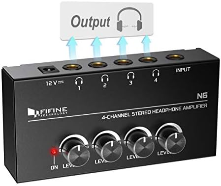 FIFINE Headphone Amplifier 4 Channels Metal Stereo Audio Amplifier, Mini  Earphone Splitter with Power Adapter-4x Quarter Inch Balanced TRS Headphones  Output and TRS Audio Input For Sound Mixer-N6: Buy Online at Best