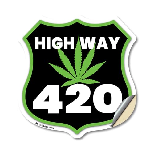 Highway 420 Leaf 18 inch X 18 inch Shield Shaped Heavy Duty 3.2 mil Vinyl Decal…