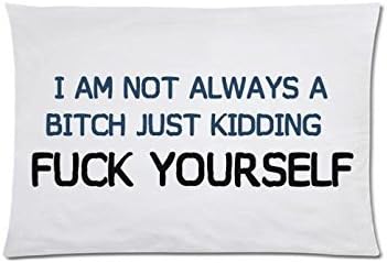 Home Fashion Quotes Theme I Am Not Always A Bitch Just Kidding Fuck Yourself Zippered Soft Decorative Pillowcases Pillow Cover Standard Size 20x30 inches (Twin Sides)