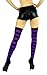 ToBeInStyle Women's Wide Vertical Striped Thigh Hi Stockings - One Size - Black w/Purple Stripes