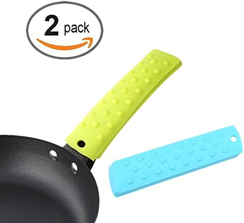 ShareJ Silicone Handle Holder for Cast Iron Skillets Pans Frying Pans Griddles Sleeve Grip Potholder Cover Set of 2
