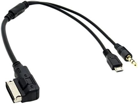 Rumfo Volkswagen VW Audi MDI AMI Music Interface Adapter cable Stereo 3.5mm Audio Aux & Micro USB Charge Adapter Cable for Samsung LG HTC Motorola AUDI AMI MDI MMI system VW Volkswagen