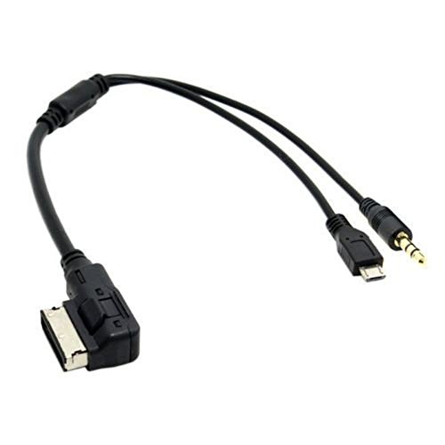 Rumfo Volkswagen VW Audi MDI AMI Music Interface Adapter cable Stereo 3.5mm Audio Aux & Micro USB Charge Adapter Cable for Samsung LG HTC Motorola AUDI AMI MDI MMI system VW Volkswagen