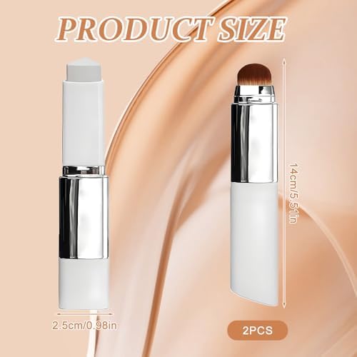 2 unidades de base de maquillaje de cambio de color, 2 en 1 con cepillo, base de cobertura completa a media para maquillaje impecable, de larga duración, hidratante, para todo tipo de pieles, piel