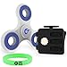 Organic Wizzard Fidget Cube and Spinner Bundle - Tri-Spinner Fidget Toy for Anxiety - Premium Quality EDC Focus Toy for Kids & Adults - Best Stress Reducer, Giving Up Smoking Relaxation Toys (Black)