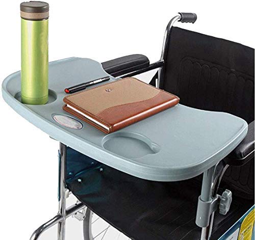 LMEIL Wheelchair Lap Tray Table Accessories Portable Universal Trays Desk Fit for Manual Powered or Electric Wheelchairs for Disabled Eating, with Cup Holder
