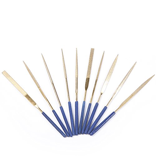 Atoplee 10pcs Titanium Coated Mini Diamond Needle File Set for Metal Glass Stone - Thumbnail 2