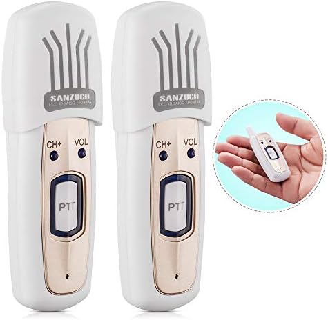 SANZUCO Walkie Talkie, Super Mini Rechargeable Two Way Radio with Speaker Cap (2.5 Miles Long Range, Gold,2 Units)