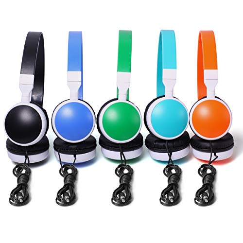 Bulk Headphones for Kids' School Classroom 5 Pack of Headphones Keewonda KWN05 Multi Color