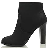 Delicious Women's Admit Almond Toe Chunky Wooden Heel Ankle Bootie, Black Faux Nubuck Leather, 7 M US