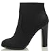 Delicious Women's Admit Almond Toe Chunky Wooden Heel Ankle Bootie, Black Faux Nubuck Leather, 7 M US
