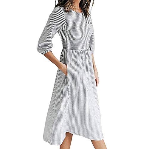 3 Stripped+Dresses+Half+Sleeved+Striped+Stitching