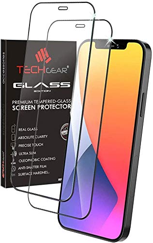 TECHGEAR [2 Pack 3D GLASS Edition for iPhone 12 Mini, [FULL Screen Adhesion] & [Full Coverage] Tempered Glass Screen Protectors Cover Guard Compatible with iPhone 12 Mini 5.4"