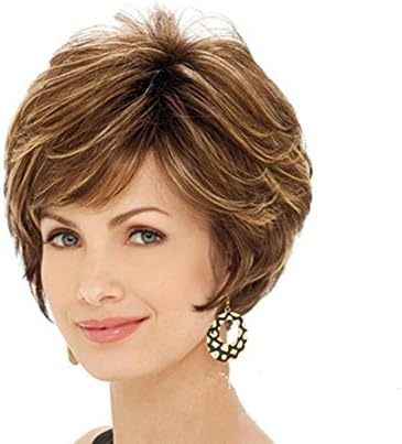 2017 Trendy Top Quality Fashion Short Curly Brown Mix Blonde Color Wig Woman's Synthetic Wigs Hair