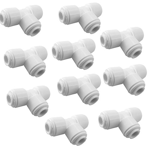 PureSec 2017 UTA14X3 mini white plastic quick fitting union tee connector for tubing OD 1/4"in RO system refrigerator ice maker coffee machine (Pack of 10) - Thumbnail 4