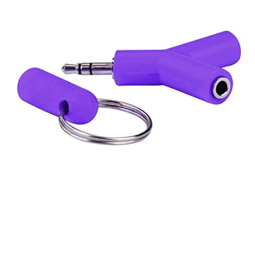Livoty Audio Splitter Y Jack Male to 2 Female M/F 3.5mm Stereo Earphone (Purple)