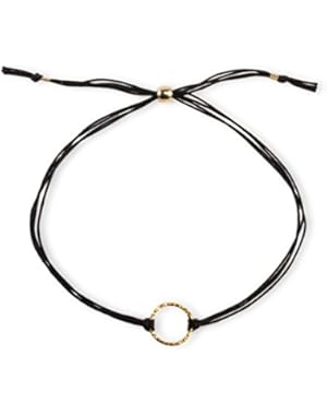 Gold Dipped Karma Sparkle Ring Black Cord Adjustable Bracelet