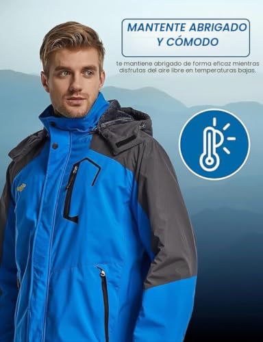 Wantdo Men's Mountain Ski Jacket Winter Coat Waterproof Hooded Snowboard Jacket Warm Outdoor Jacket Windproof Men