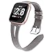QIBOX Leather Bands Compatible with Fitbit Versa/Versa 2, Slim Vintage Leather Band Replacement Strap Women Man Wristband Accessories Compatible with Fitbit Versa 2 Smartwatch