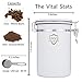 Java Shield White Coffee Container – Airtight Canister with co2 Valve for Freshness – Large Stainless Steel Container with Scoop - Keep Beans and Ground Coffee Fresh Longer – Built-In Calendar Wheel