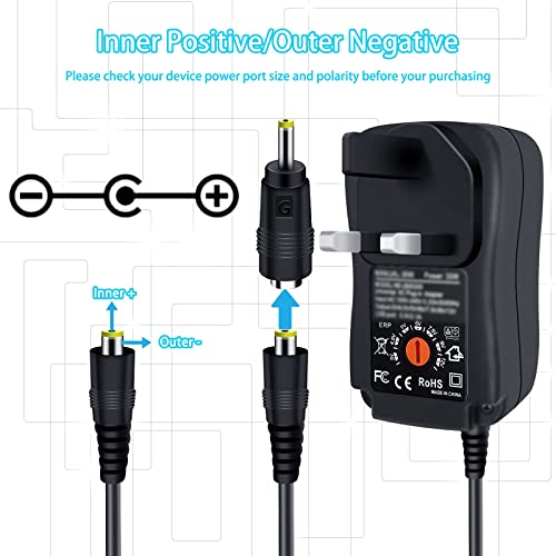 30W Universal Power Adapter, 3V 4.5V 5V 6V 7.5V 9V 12V 2A AC/DC Switching Power Supply Charger with 8 Adaptor Tips for 3V-12V Household Electronics, Led Strip, Speakers, TV Box and More Devices