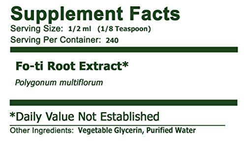 Fo-ti (He Shou Wu) Alcohol-free Concentrated Liquid Herbal Extract. Super Value Size 4oz Bottle (120ml) 240 Doses of 500mg. Chinese herbal tonic for aging, hair health, natural youth and longevity