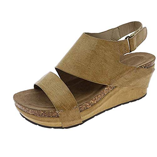 Alimao Retro Platform Sandals for Women Round Toe Platform Strap Flat Heel Buckle Leopard Sandals Womens Strap Gladiator Sandals - Thumbnail 4
