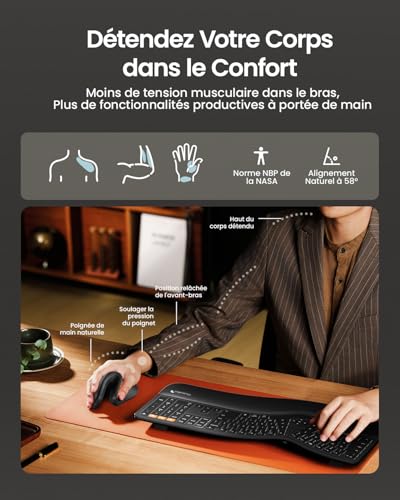 ProtoArc EM11 NL Ergonomic Wireless Mouse, Rechargeable Vertical Mouse with 3 Device Ports (2 x Bluetooth & USB), Silent Mini Mouse for PC, iPad, Mac, Windows – Black